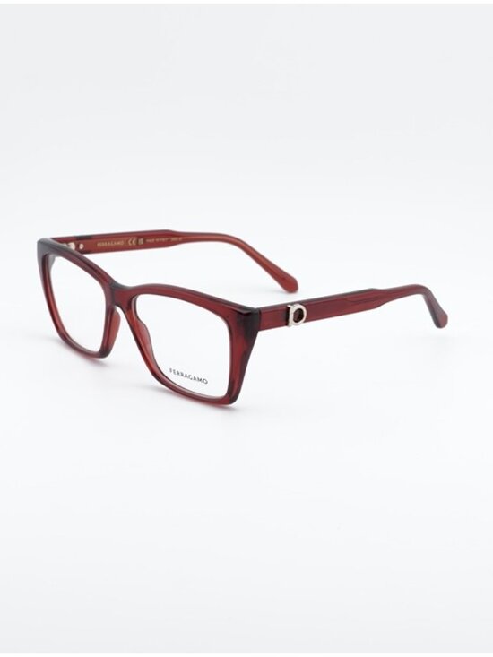 Salvatore Ferragamo Accessories - Salvatore Ferragamo SF3030E 616 Eyeglasses Transparent Red 54mm Square Frame